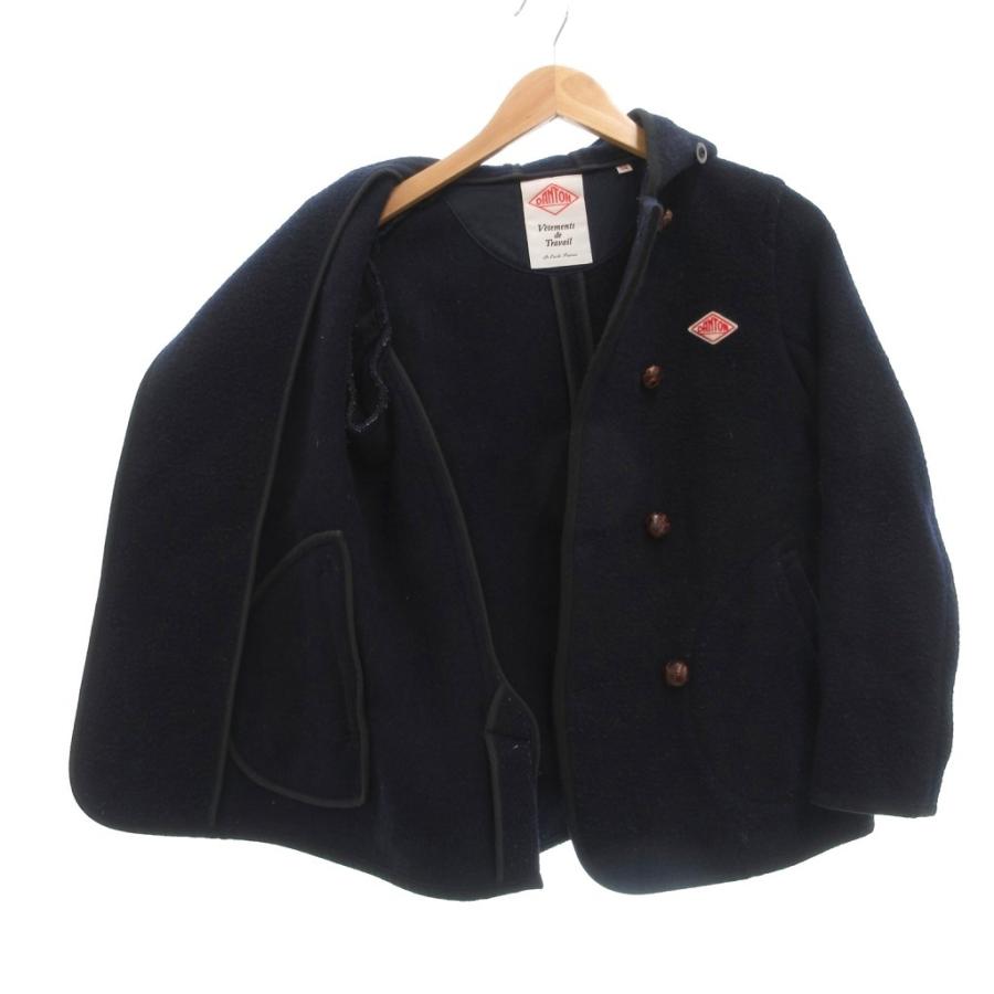 ダントン DANTON ウールモッサ フードジャケット 34 紺 ネイビー