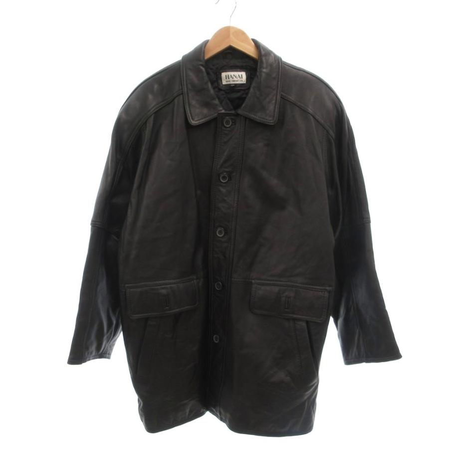 HANAI 羊革 レザー ハーフコート LL 黒 ブラック /UO □GY61 メンズ