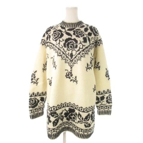 幾何学模様 ホワイトセーター M ジョセフトリコ JOSEPH TRICOT セーター ウール 9 黒 ブラック 白