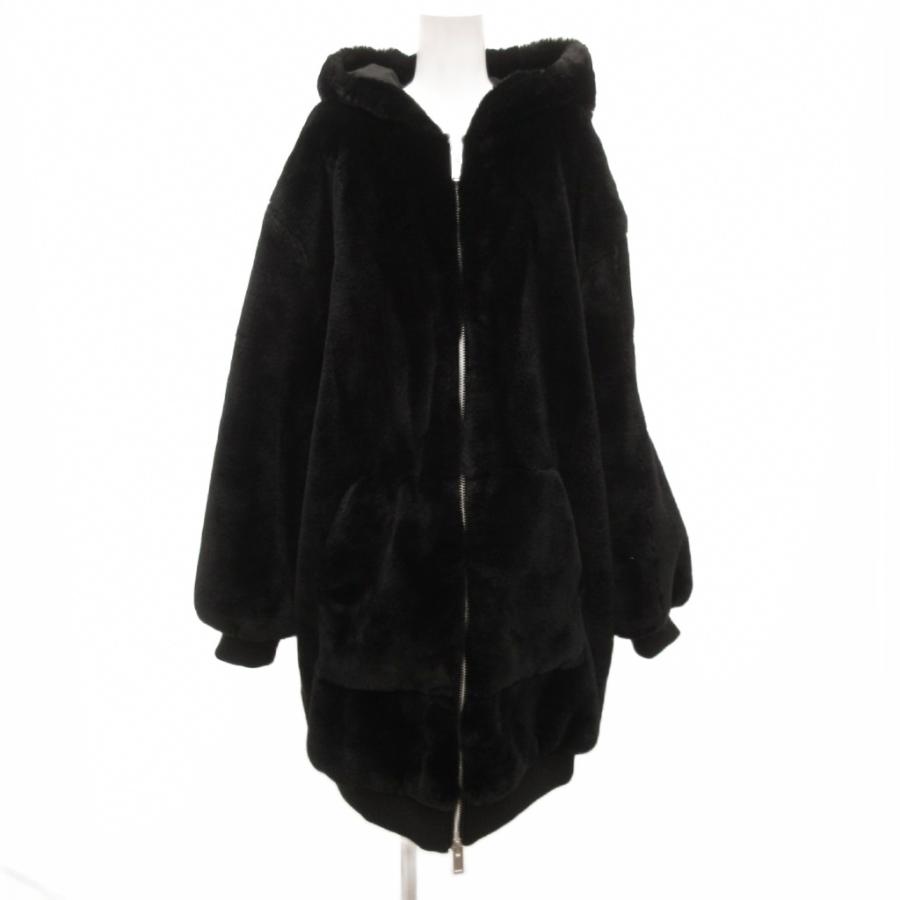 ザラ　ZARA　ファー付きダウンジャケット　ロングコート　ブラック　黒　L ZARA（ザラ） ボアジャケット フェイクファーコート ジップアップ