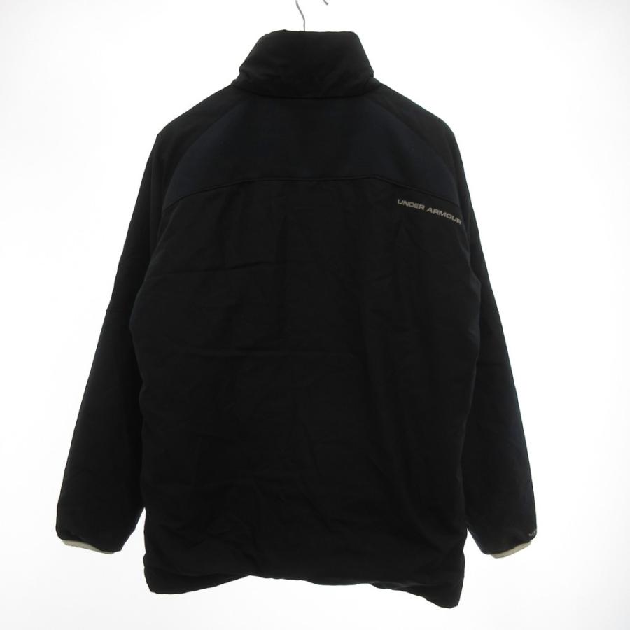 アンダーアーマー UNDER ARMOUR 中綿ジャケット XL 黒 ブラック ストライプ柄 スタンドカラー フード付き /TZ GY59 ...