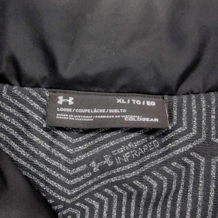 アンダーアーマー UNDER ARMOUR 中綿ジャケット XL 黒 ブラック ストライプ柄 スタンドカラー フード付き /TZ GY59 ...