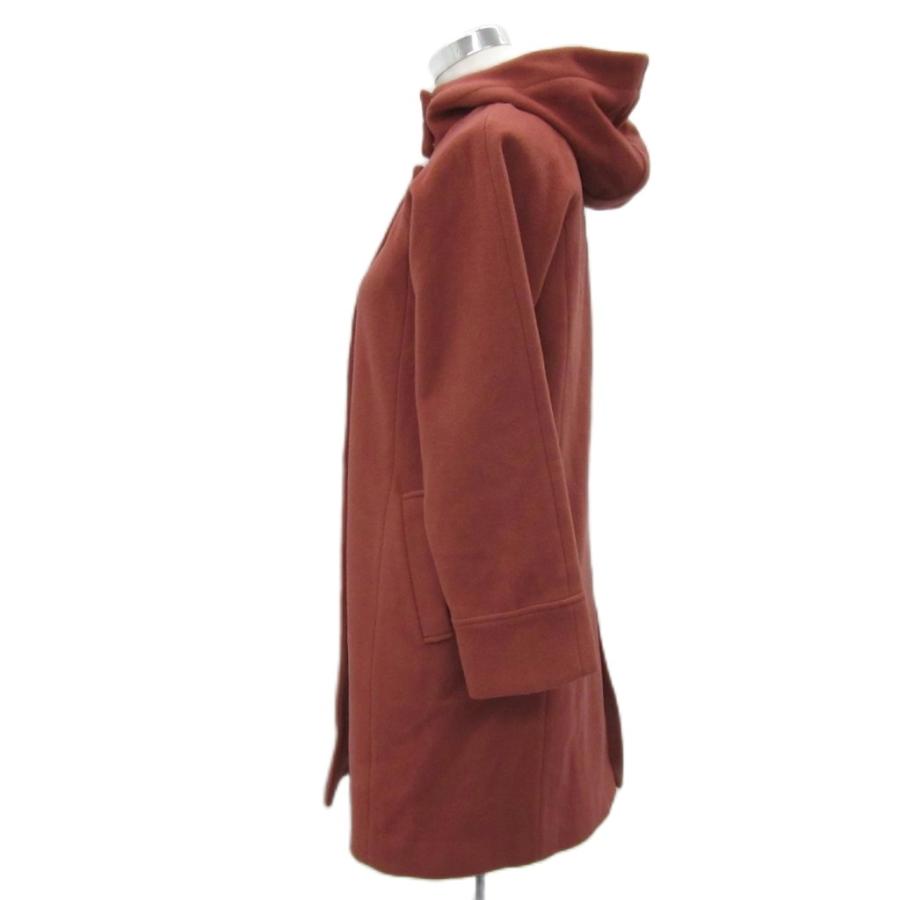 クチューム QTUME ノーカラーコート 38 M 赤 レッド 無地 フード付き