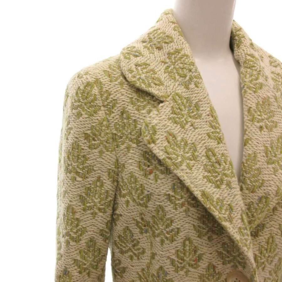 シスレー SISLEY 総柄チェスターコート リーフ柄 ロング丈 イタリア製 