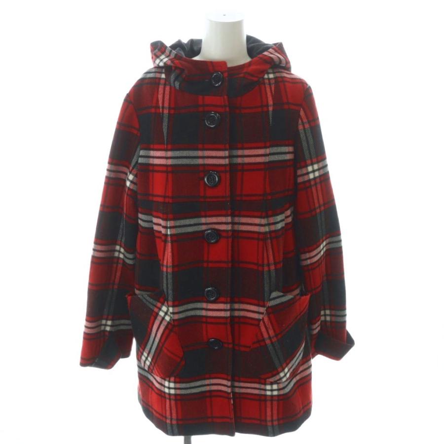 ダッフルコート M 赤 レッド 黒 ブラック 白 ホワイト フード付き