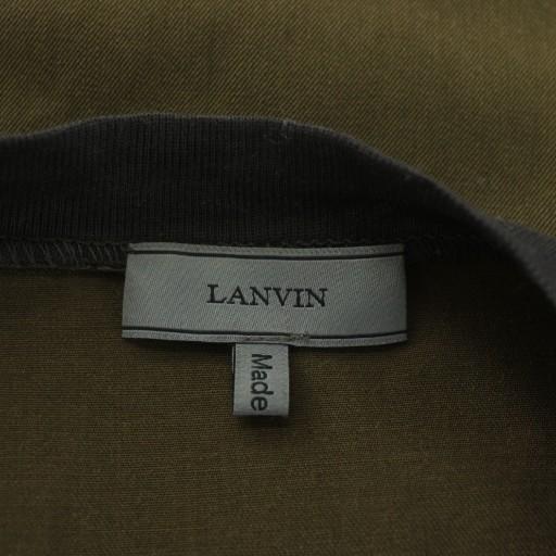 ランバン Tシャツ カットソー ウール 五分袖 オーバーサイズ S カーキ ランバン LANVIN Tシャツ カットソー ウール 五分袖 クルーネック