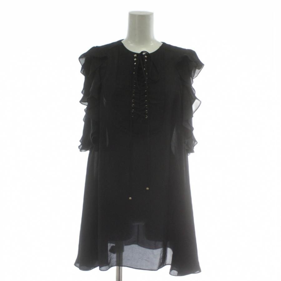 ジバンシィ GIVENCHY ブラウス ノースリーブ シアー レースアップ 36 S 