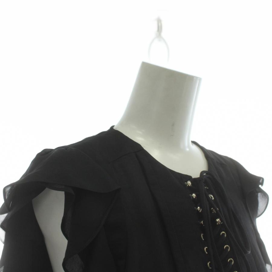 ジバンシィ GIVENCHY ブラウス ノースリーブ シアー レースアップ 36 S 