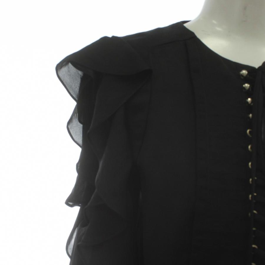 ジバンシィ GIVENCHY ブラウス ノースリーブ シアー レースアップ 36 S 