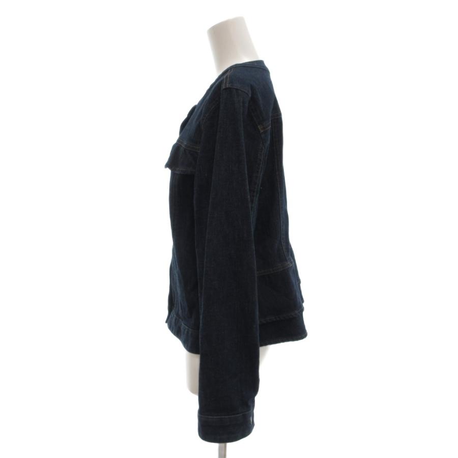 レリアン Leilian デニムジャケット ノーカラー フリル ダーク