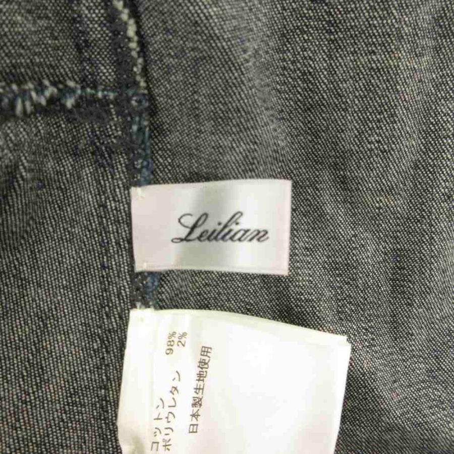 レリアン Leilian デニムジャケット ノーカラー フリル ダーク 