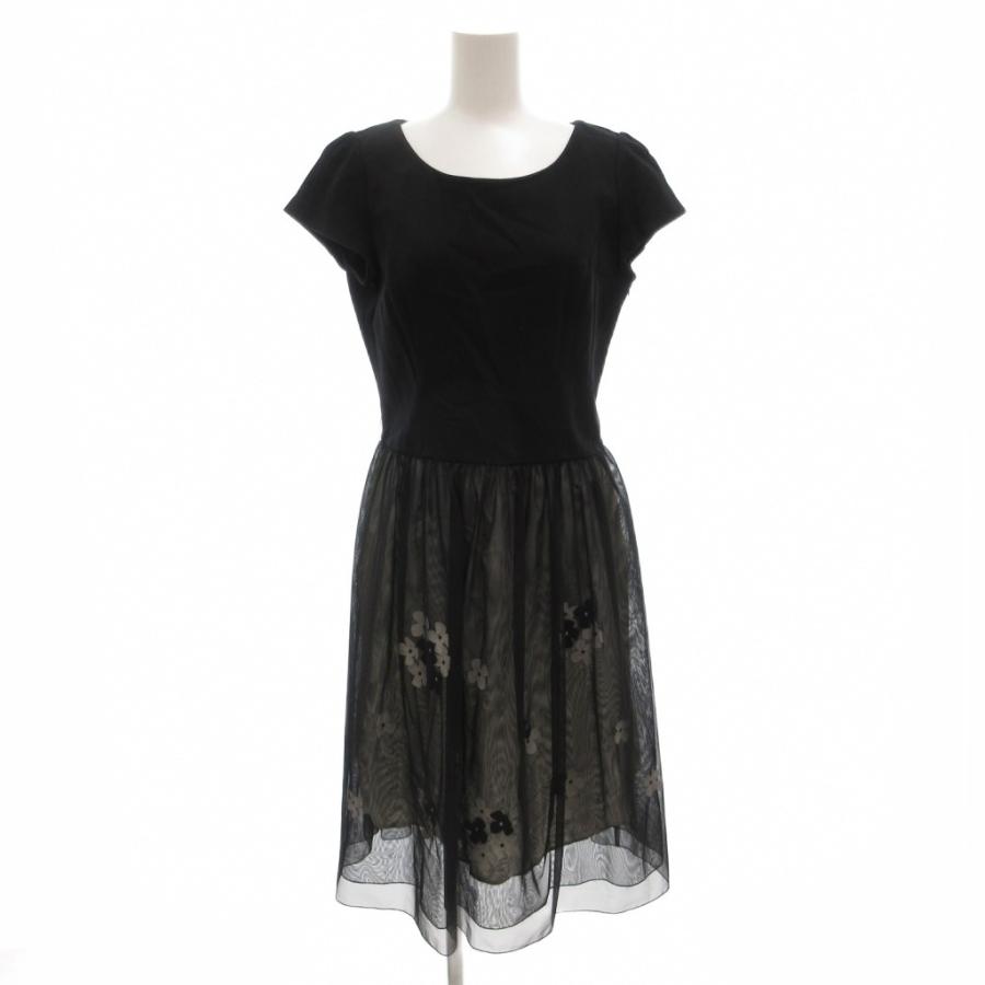 エムズグレイシー M'S GRACY ドッキングワンピース ひざ丈 半袖 40