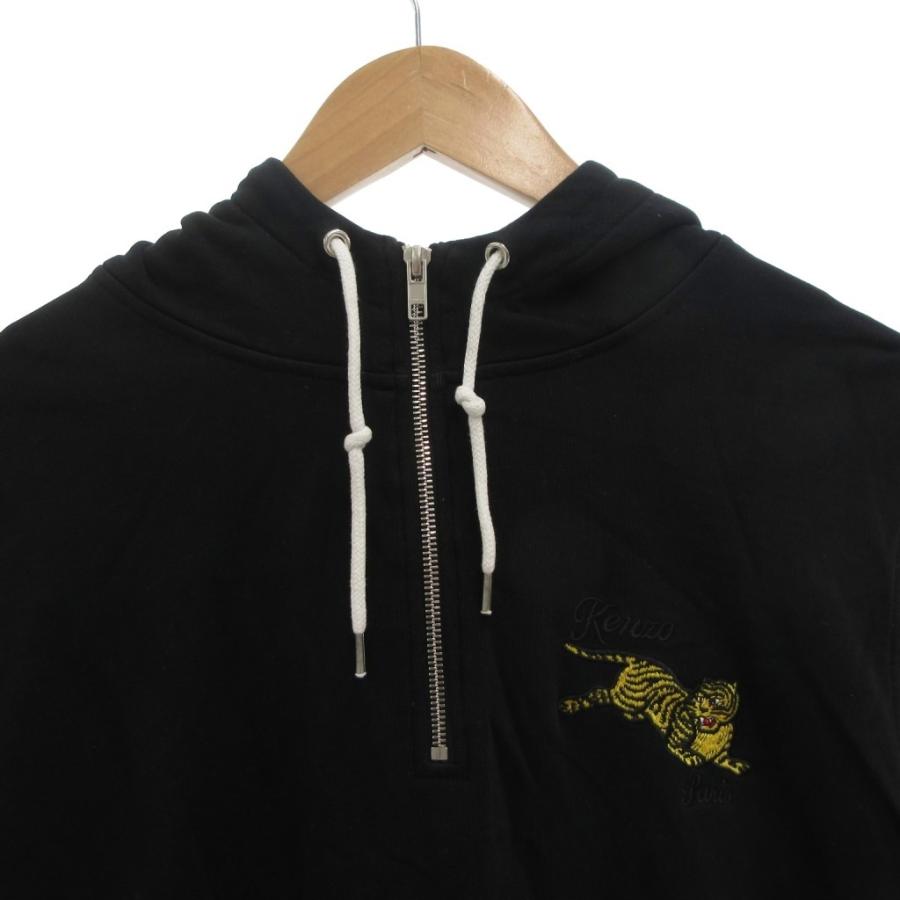 ケンゾー KENZO パーカー ハーフジップ プルオーバー L 黒 ブラック