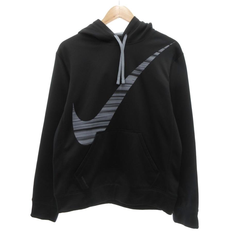 NIKE（ナイキ） 美品 パーカー フーディ フード付き ロゴプリント M 黒 ブラック グレー/YJ GY59 メンズ : ブランド古着販売 ...