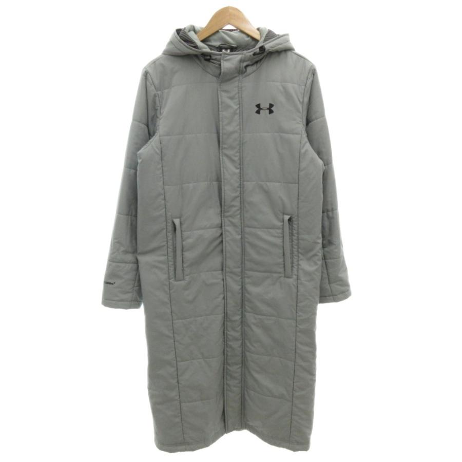 アンダーアーマー UNDER ARMOUR 中綿ベンチコート フード ロング ロゴプリント SM グレー MTR1327 /GV GY59 ...