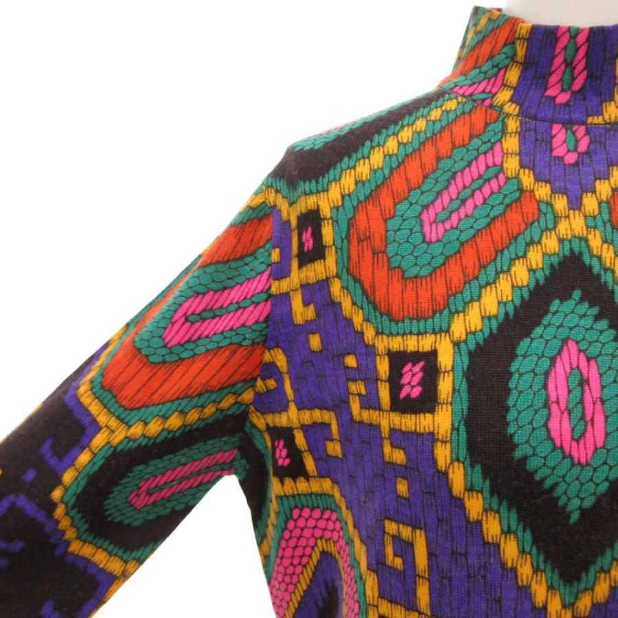 LEONARD（レオナール） ニットワンピース 長袖 ミモレ ロング 総柄  