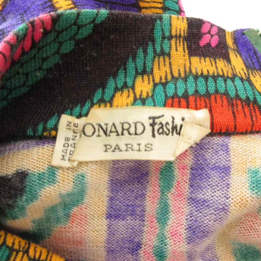 LEONARD（レオナール） ニットワンピース 長袖 ミモレ ロング 総柄  