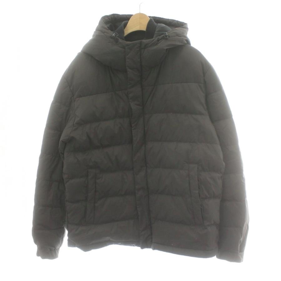 +J フード付きダウンジャケット L 黒 ユニクロ（UNIQLO） ダウンジャケット フード ジップアップ L 黒