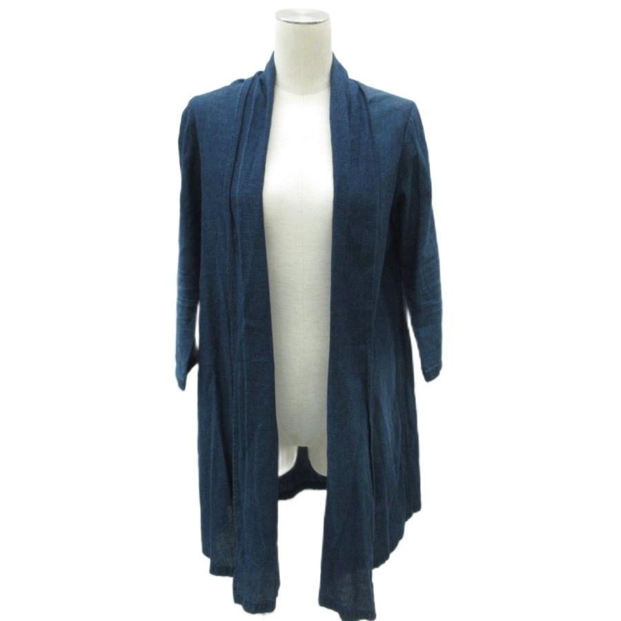 パラスパレス Pallas Palace カーディガン ロング丈 0 S 紺 五分袖 前