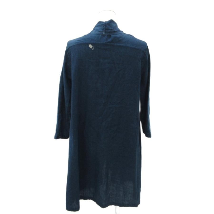 パラスパレス Pallas Palace カーディガン ロング丈 0 S 紺 五分袖 前