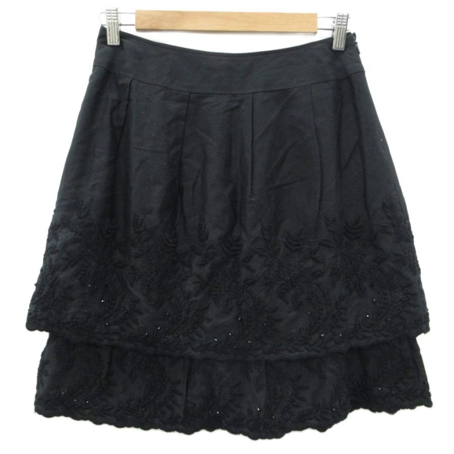 オースチン リード Austin Reed フレアスカート ひざ丈 40 L 黒