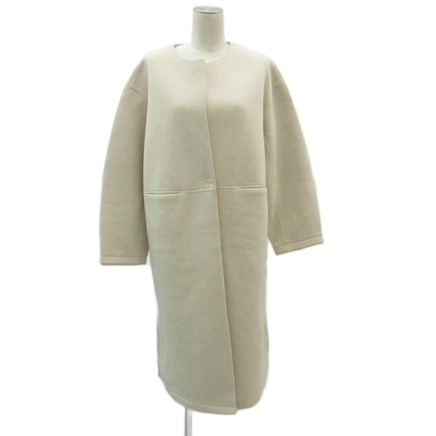 ノーリーズ Nolley's ノーカラーコート 38 M アイボリー ロング丈