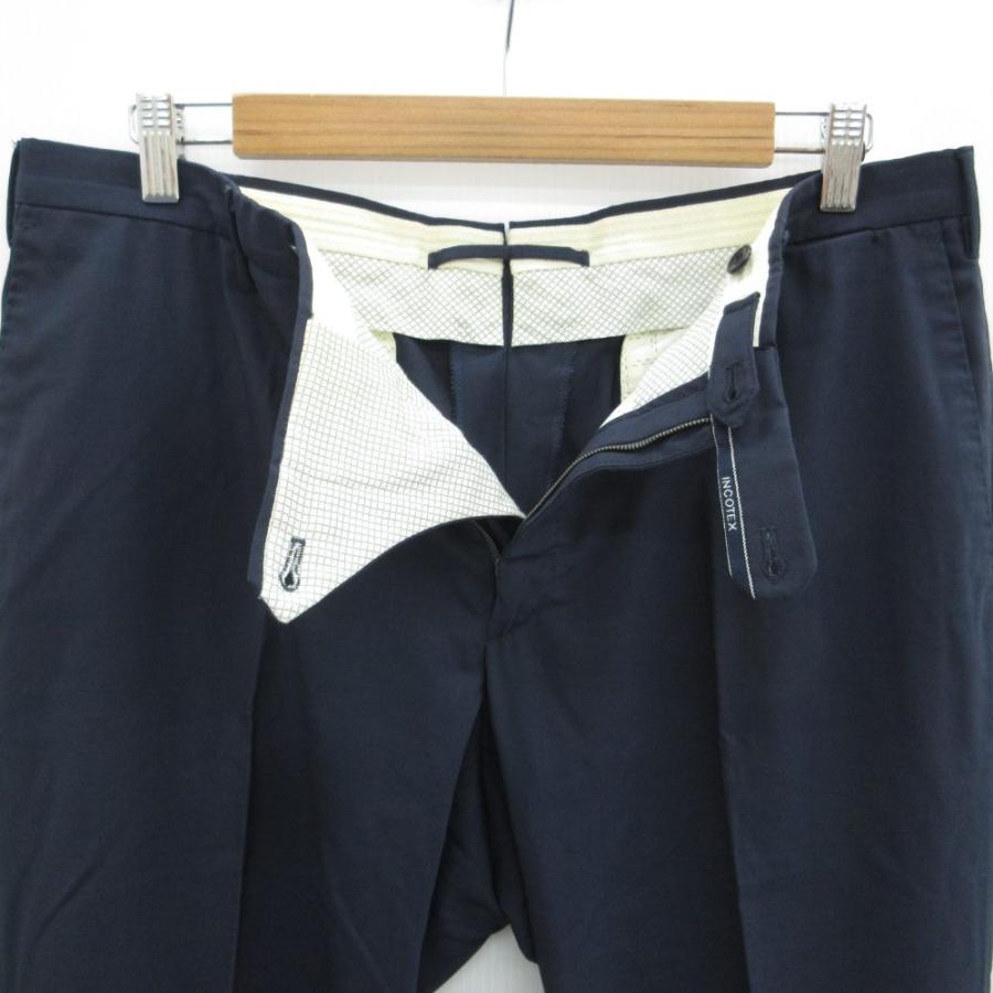 インコテックス INCOTEX スラックスパンツ ロング丈 紺 ネイビー 無地