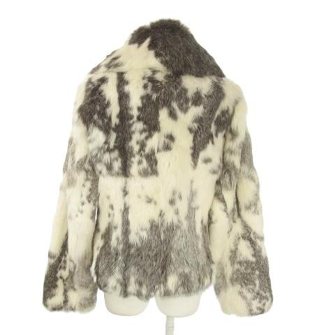 ノーブランド ファーコート ラビットファー 毛皮 F 白 ホワイト 茶