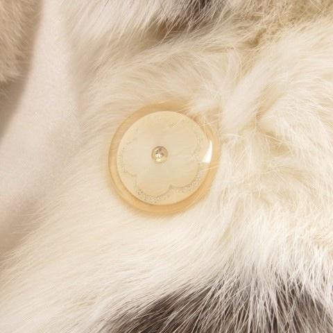 本物ラビットファーブラウンホワイトストライプy2k ファーコート ノーブランド ファーコート ラビットファー 毛皮 F 白 ホワイト 茶