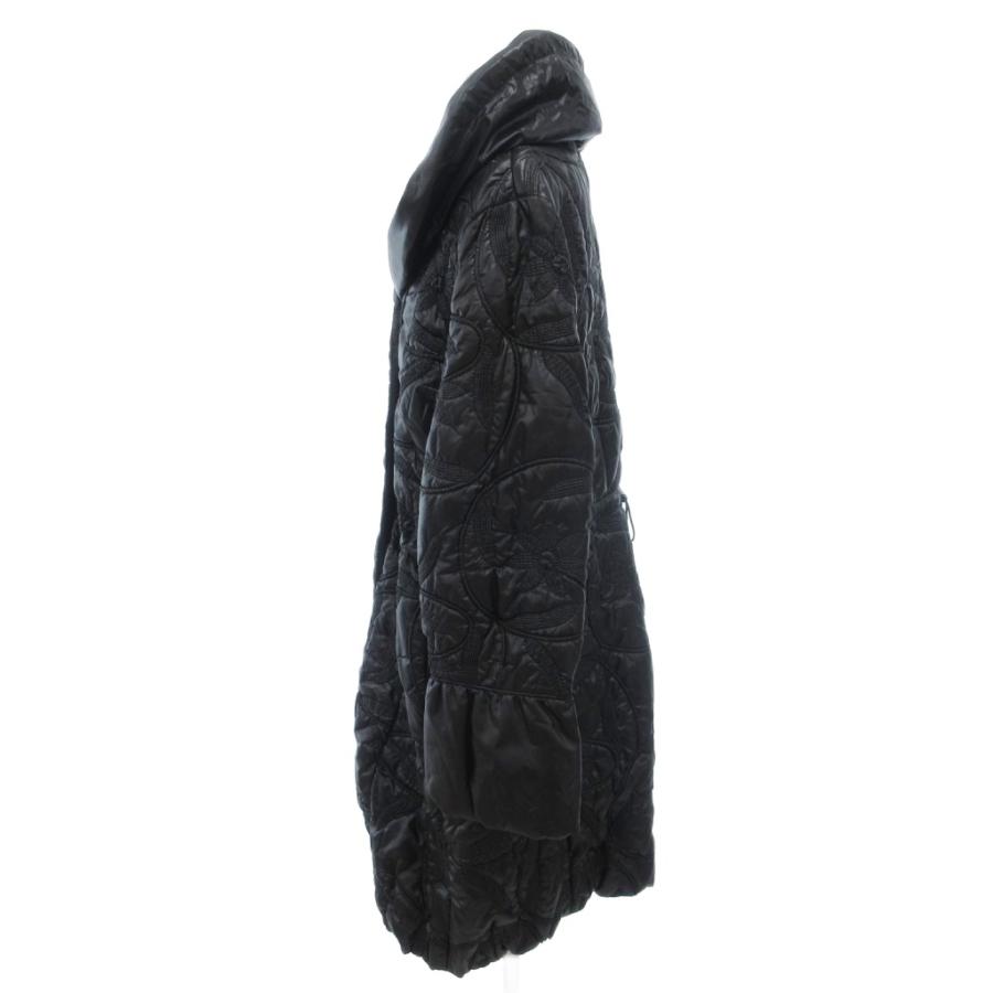 伊万里 美品 中綿コート ミンク 9 黒 ブラック キルティング 花柄 /NL  