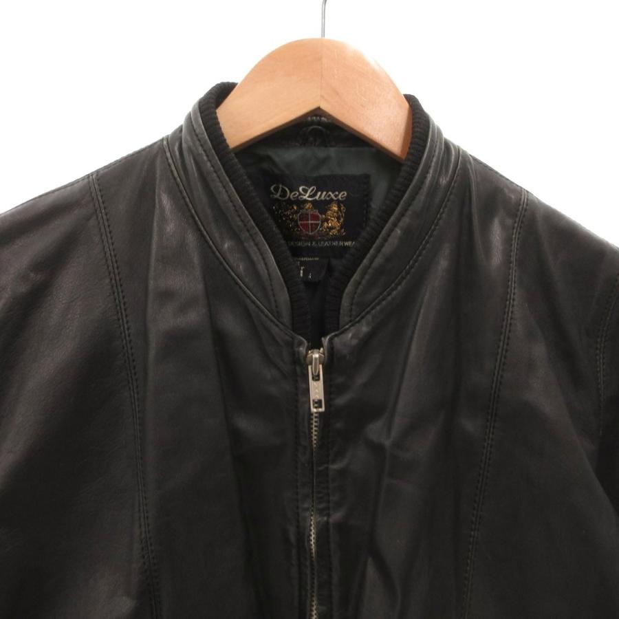 デラックス Deluxe レザージャケット 革ジャン ブルゾン L 黒 ブラック