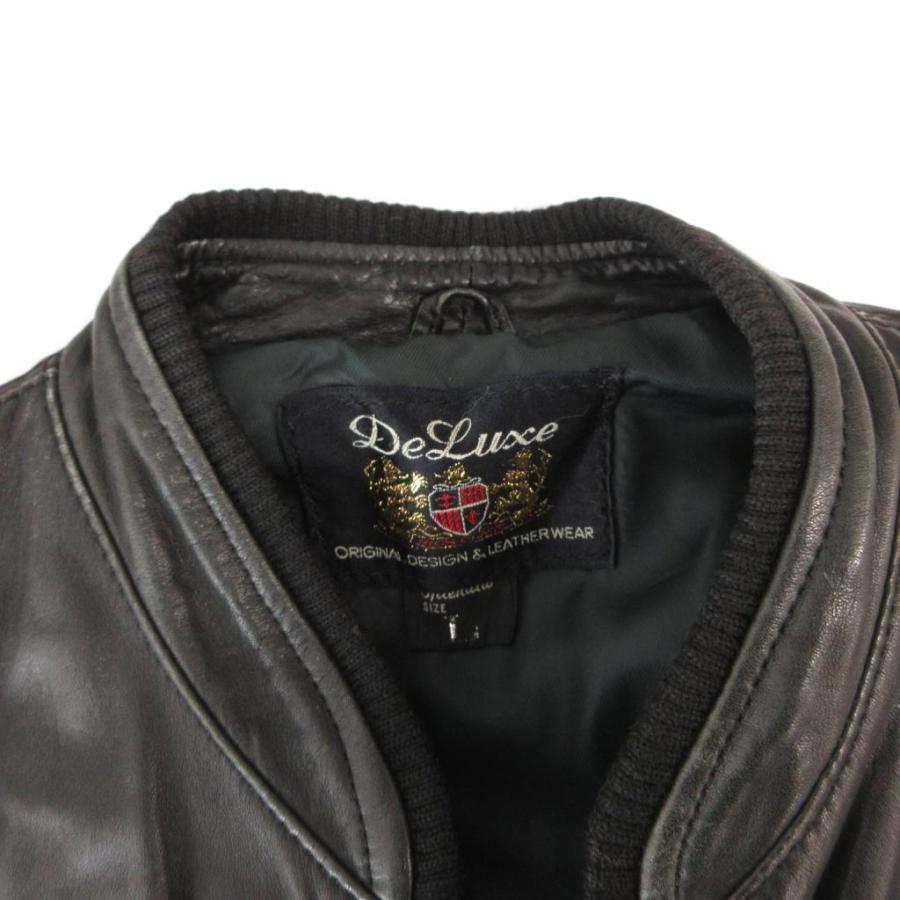 デラックス Deluxe レザージャケット 革ジャン ブルゾン L 黒 ブラック