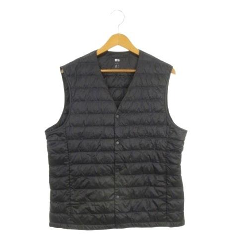 ユニクロ（UNIQLO） ダウンベスト L 黒 ブラック Vネック 袖なし