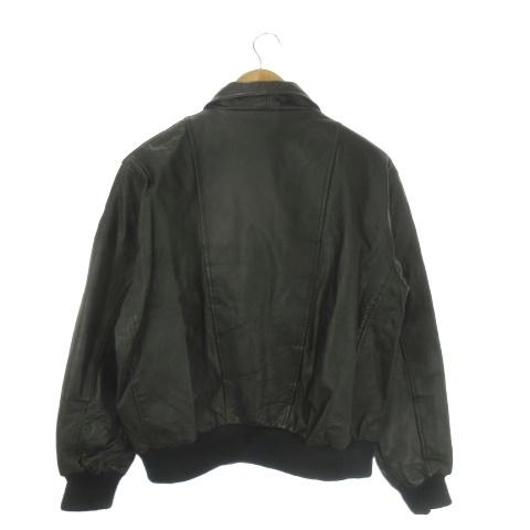 デュランテ DURANTE レザージャケット L 黒 ブラック 長袖 折り襟 リブ