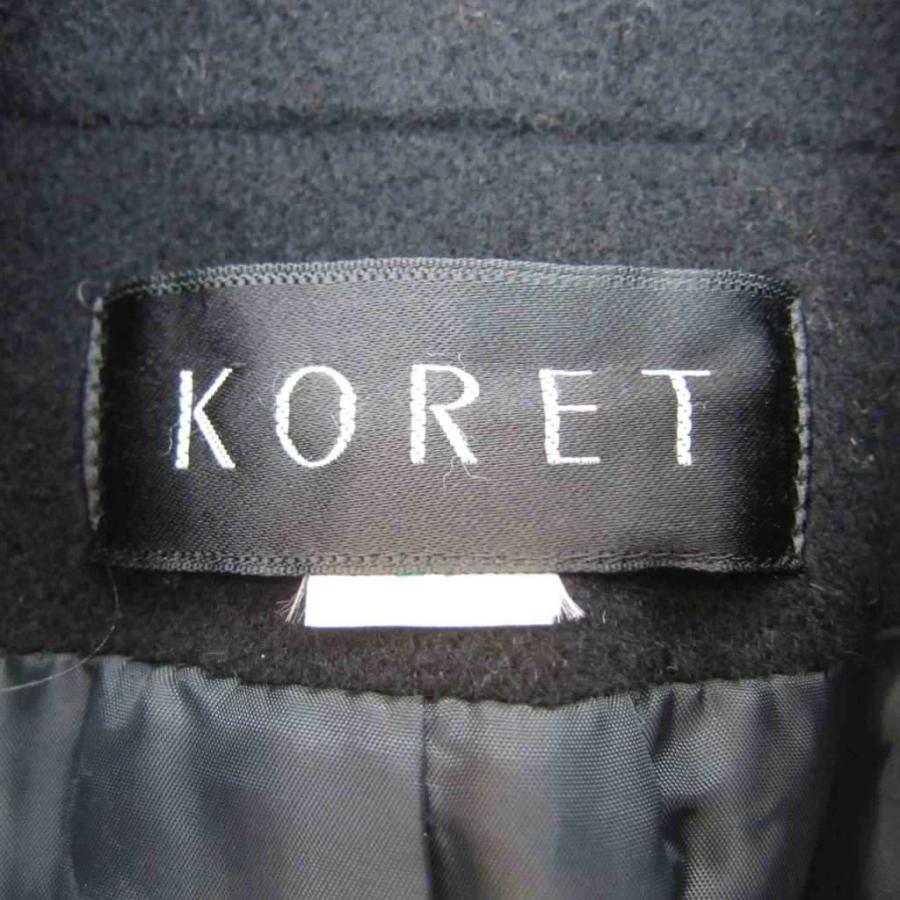 コレット KORET ステンカラーコート ミドル丈 アンゴラ混 黒 無地 