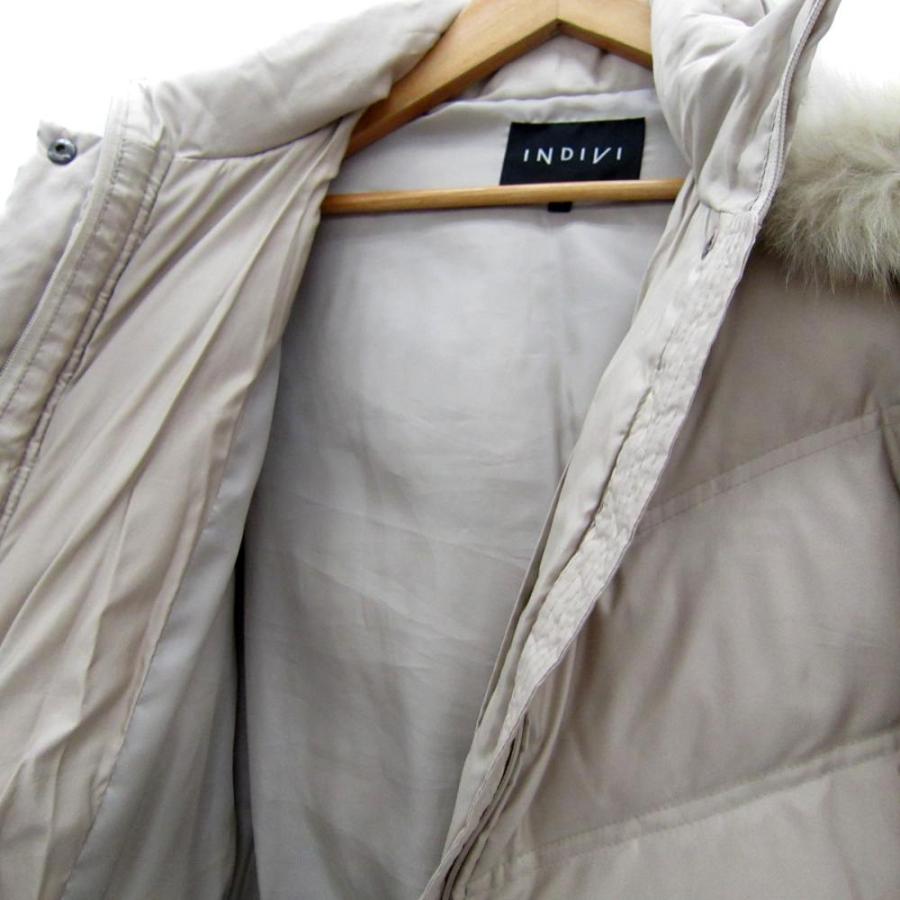 INDIVIインディヴィ ベージュ キルティング ダウンコート フード付き INDIVI（インディヴィ） ダウンジャケット ミドル丈 42 L ベージュ