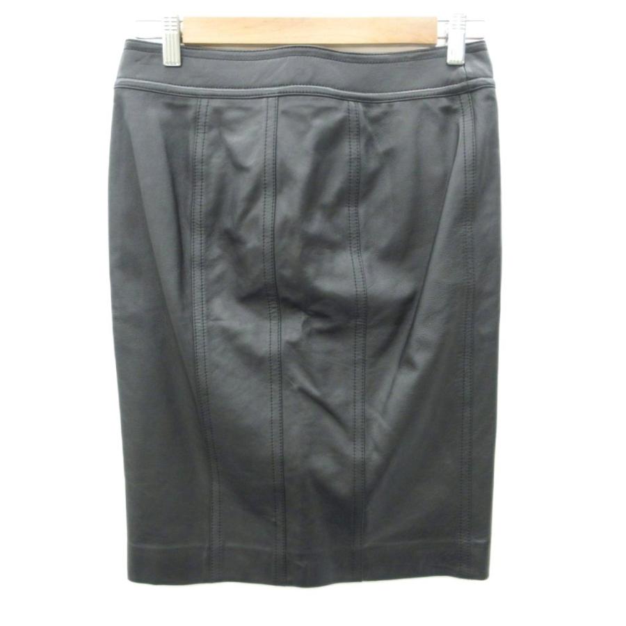 ダナキャランニューヨーク DKNY レザータイトスカート 4 S 黒 ブラック