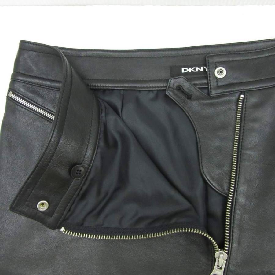 ダナキャランニューヨーク DKNY レザータイトスカート 4 S 黒 ブラック