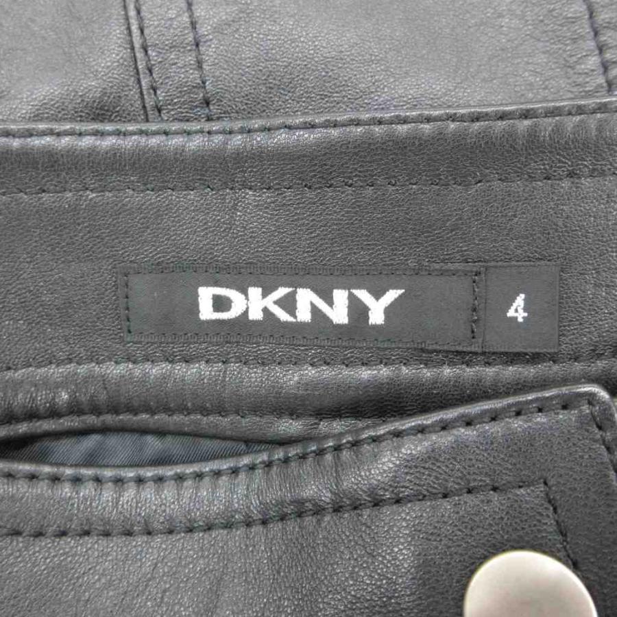ダナキャランニューヨーク DKNY レザータイトスカート 4 S 黒 ブラック