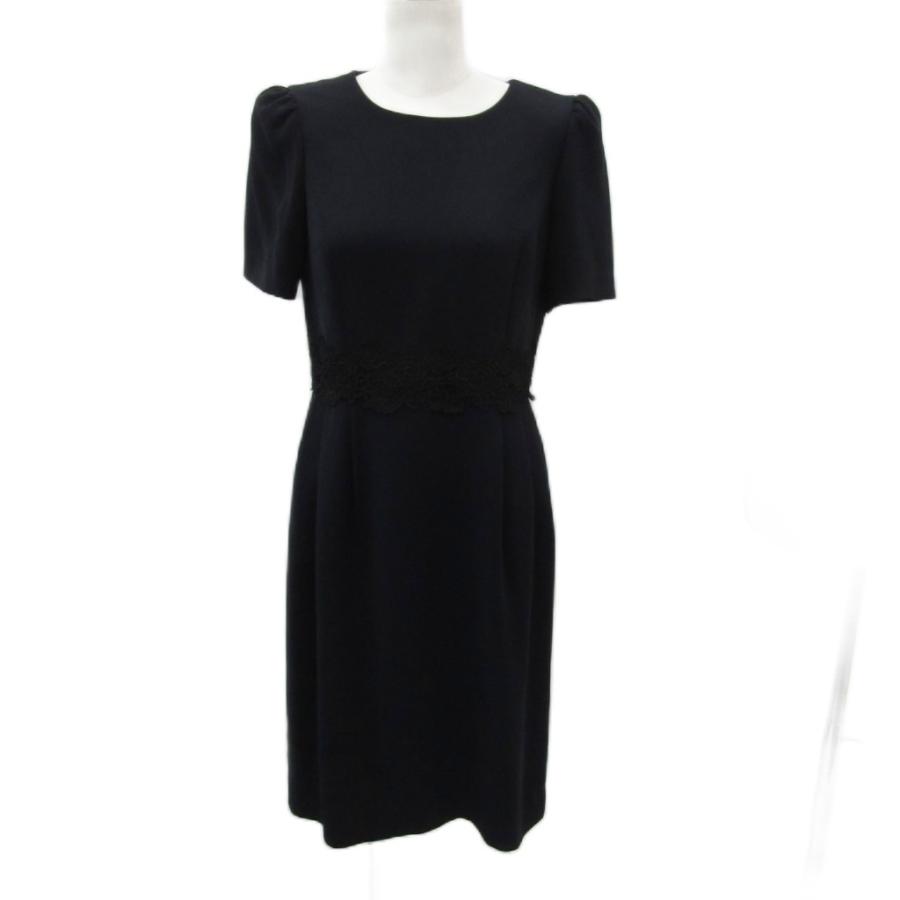 エムズグレイシー M'S GRACY ワンピース ミモレ丈 38 M 紺 ネイビー