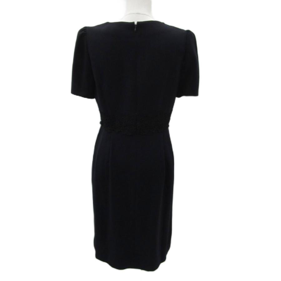 エムズグレイシー M'S GRACY ワンピース ミモレ丈 38 M 紺 ネイビー