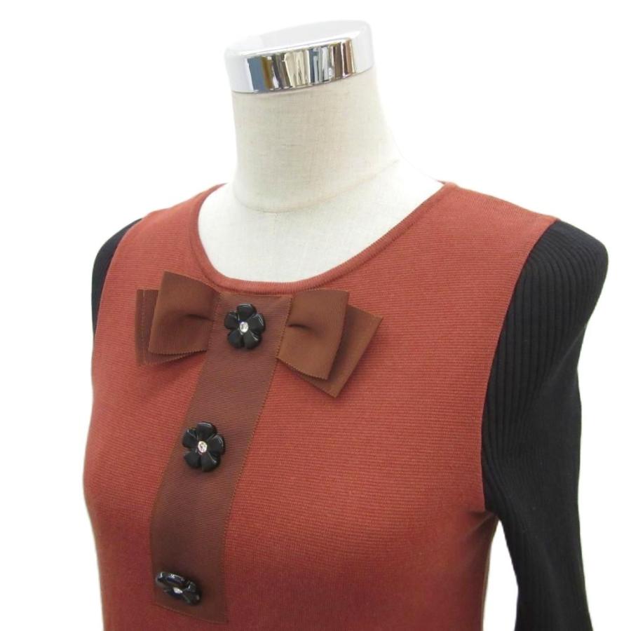 エムズグレイシー ニット ワンピース りぼん柄 モールジャガードリボン柄ニットワンピース | msgracy