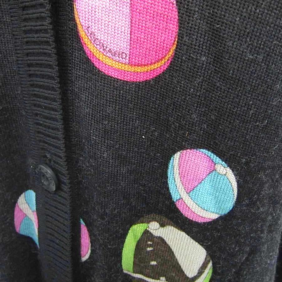 レオナールスポーツ LEONARD SPORT カーディガン ロング丈 F 黒 総柄 V