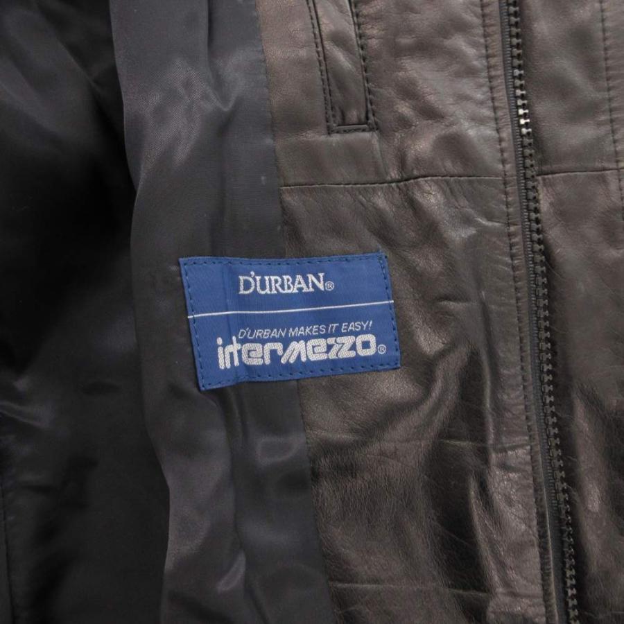 ダーバン DURBAN INTERMEZZO レザーコート 革ジャン 牛革 ベルト LL 黒