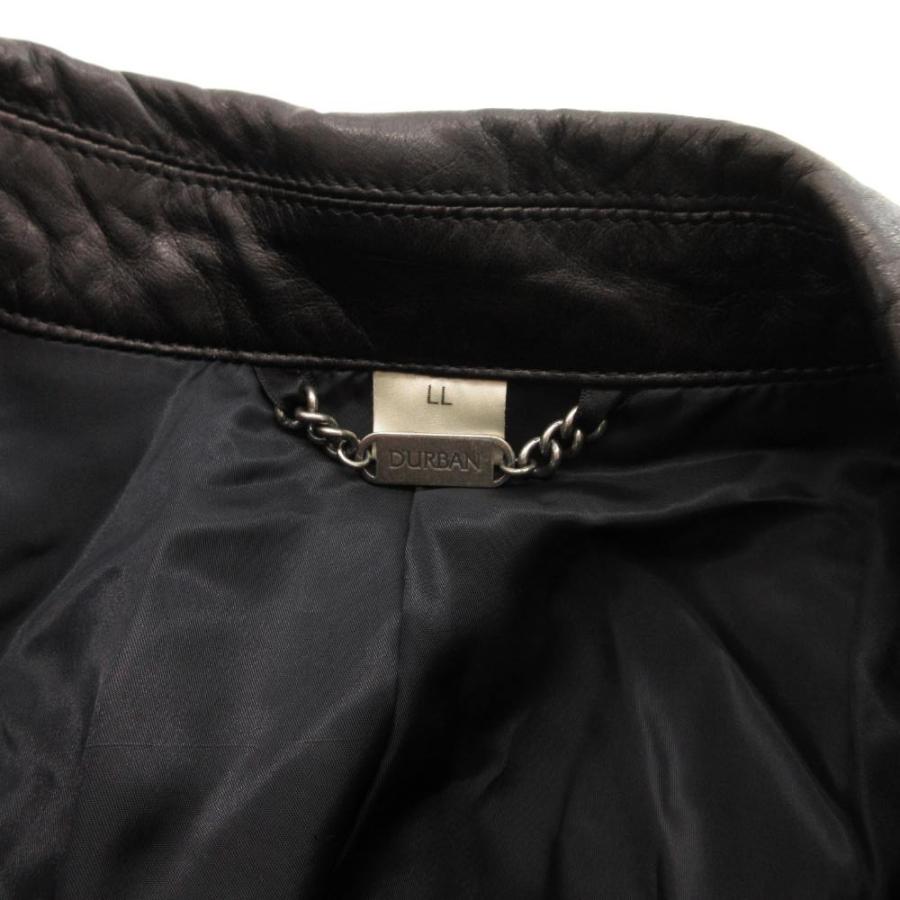 ダーバン DURBAN INTERMEZZO レザーコート 革ジャン 牛革 ベルト LL 黒