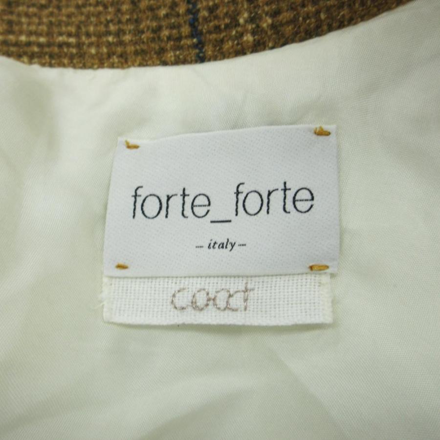 フォルテフォルテ FORTE チェックテーラードコート ロング丈 ダブル 