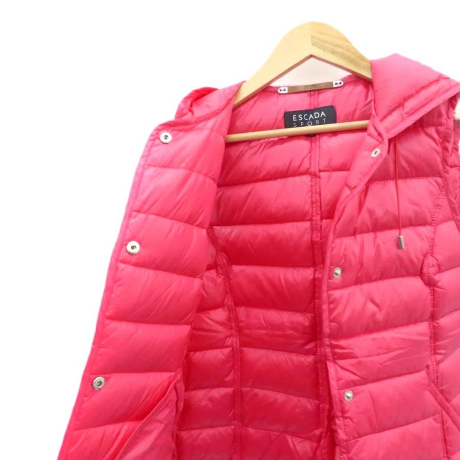 エスカーダ ESCADA ダウンベスト ジャケット 32 XXS ピンク フード付き