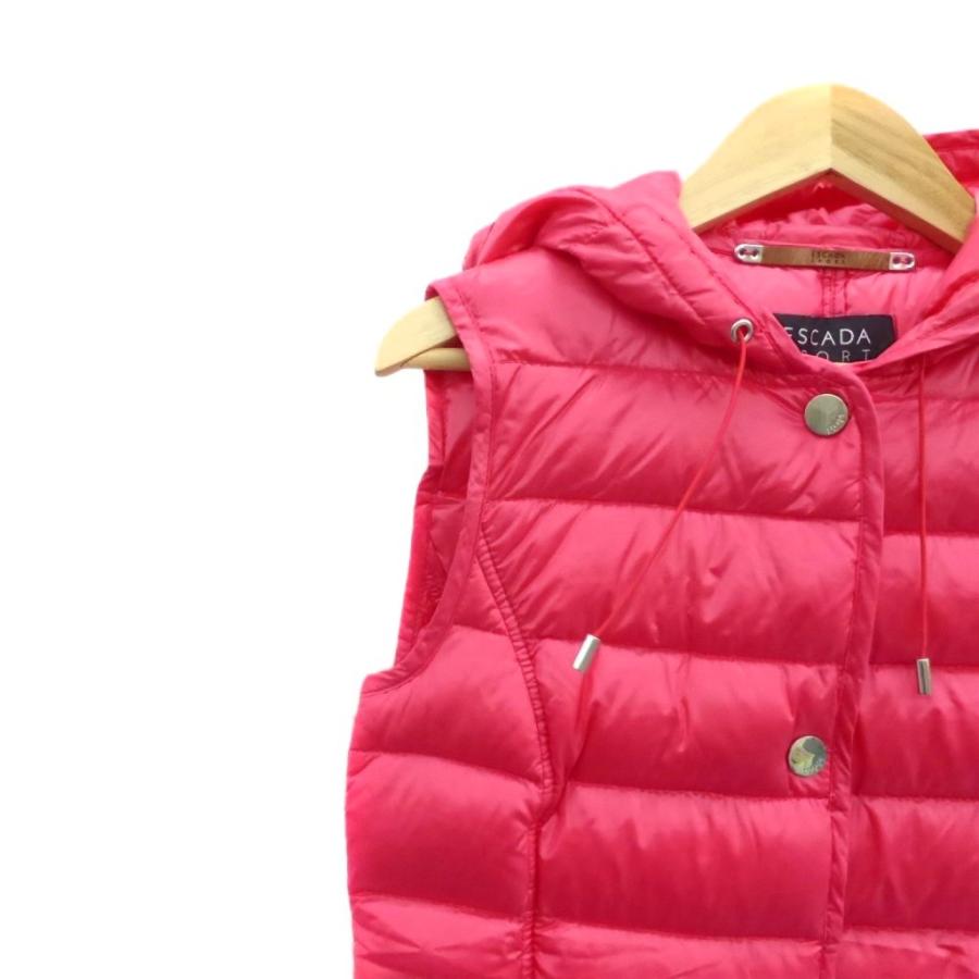 エスカーダ ESCADA ダウンベスト ジャケット 32 XXS ピンク フード付き