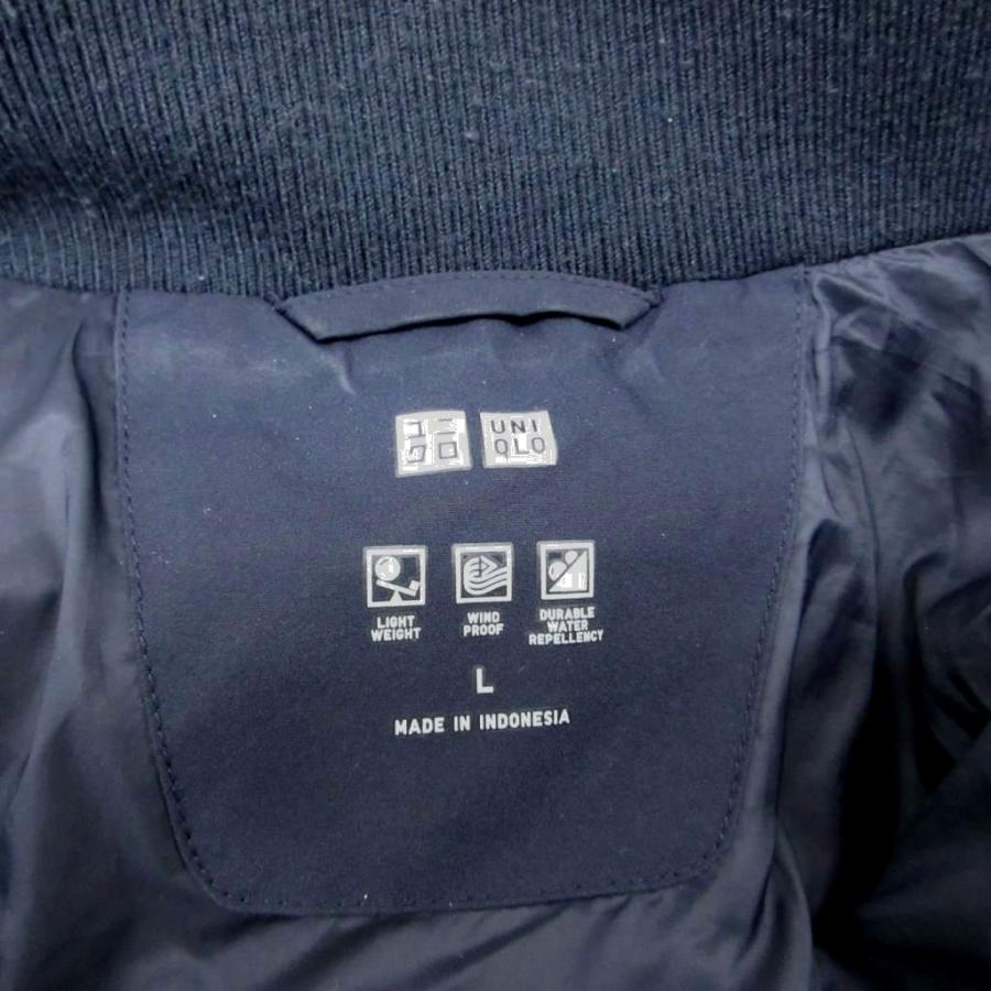 ユニクロ（UNIQLO） シームレスダウンショートコート L 紺 フード付