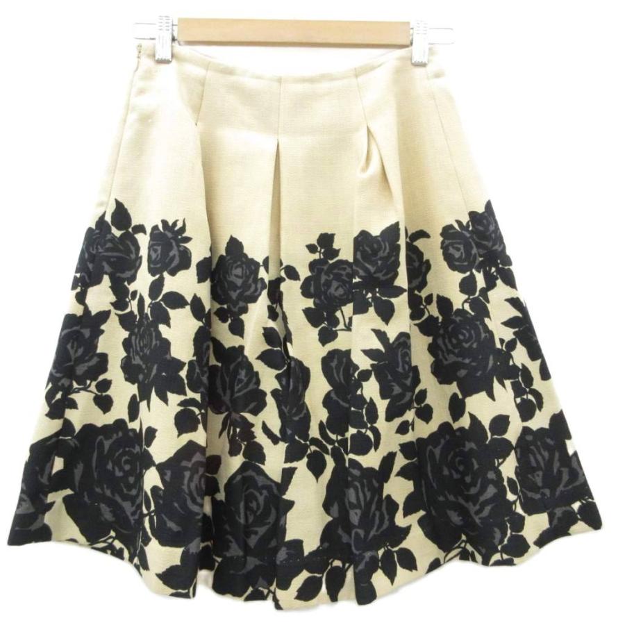 エムズグレイシー M'S GRACY フレアスカート ひざ丈 38 M ベージュ